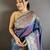 Blue floral, zari woven banarasi silk saree with blouse