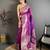 Magenta floral, zari woven banarasi silk saree with blouse