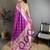 Magenta floral, zari woven banarasi silk saree with blouse