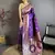 Purple floral, zari woven banarasi silk saree with blouse