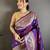 Purple floral, zari woven banarasi silk saree with blouse