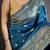 Teal blue floral, zari woven banarasi silk saree with blouse