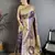 Violet floral, zari woven banarasi silk saree with blouse