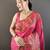 Dark pink floral, meenakari, zari woven pashmina silk saree with blouse