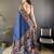 Navy blue floral, meenakari, zari woven pashmina silk saree with blouse