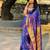 Blue floral, zari woven banarasi silk saree with blouse