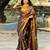 Brown floral, zari woven banarasi silk saree with blouse