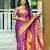 Purple floral, zari woven banarasi silk saree with blouse
