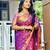 Purple floral, zari woven banarasi silk saree with blouse