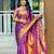 Purple floral, zari woven banarasi silk saree with blouse