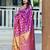 Purple floral, zari woven banarasi silk saree with blouse