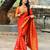 Red floral, zari woven banarasi silk saree with blouse