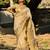 Beige embroidery tussar silk saree with blouse