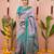Grey floral, zari work soft silk saree with blouse