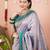 Grey floral, zari work soft silk saree with blouse