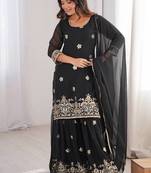 Gergette embroidery  work black readymade salwar suit