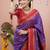 Purple floral, zari work soft silk saree with blouse