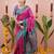 Rani pink floral, zari work soft silk saree with blouse