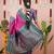 Rani pink floral, zari work soft silk saree with blouse