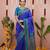 Royal blue floral, zari work soft silk saree with blouse