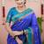 Royal blue floral, zari work soft silk saree with blouse