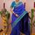 Royal blue floral, zari work soft silk saree with blouse