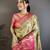 Green floral, paisely, zari woven banarasi silk saree with blouse