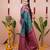 Teal green floral, zari work soft silk saree with blouse