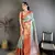 Sky blue floral, paisely, zari woven banarasi silk saree with blouse