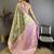 Olive green, pink floral, zari woven kanjivaram silk saree with blouse