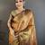 Orange, brown floral, zari woven kanjivaram silk saree with blouse