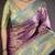 Purple, sky blue floral, zari woven kanjivaram silk saree with blouse