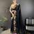Black floral emboidery, solid rangoli silk saree with blouse