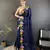 Navy blue floral emboidery, solid rangoli silk saree with blouse