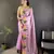 Pink floral emboidery, solid rangoli silk saree with blouse