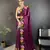 Wine floral emboidery, solid rangoli silk saree with blouse