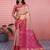 Dark pink floral, zari woven kanjivaram silk saree with blouse