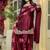 Maroon embroidery japan satin fully stitched farshi salwar suit set