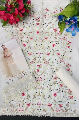 Beige faux georgette  sharara salwar suit collection un stitched
