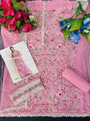 Pink faux georgette  sharara salwar suit collection un stitched 2