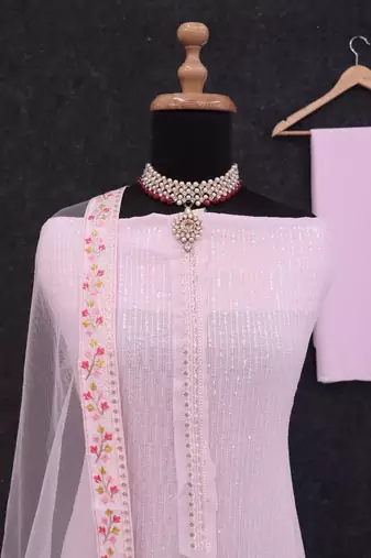 Pink faux georgette  sharara salwar suit collection un stitched