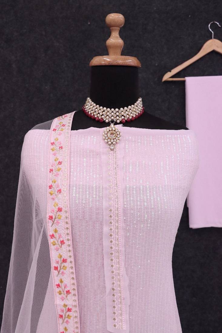 Pink faux georgette  sharara salwar suit collection un stitched