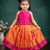 Baby girls fleared pattern dress sleevless readymade ethnic traditional lehnga choli set orange&pink