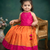 Baby girls fleared pattern dress sleevless readymade ethnic traditional lehnga choli set orange&pink
