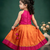 Baby girls fleared pattern dress sleevless readymade ethnic traditional lehnga choli set orange&pink