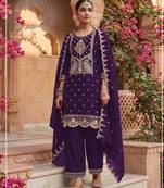Purple  color embroideried rangoli crush semi stitched salwar suit