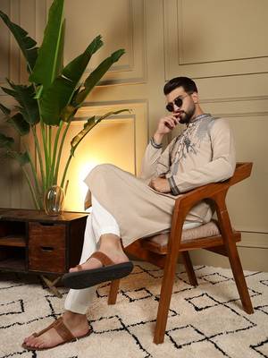Mens designer viscose silk embroidered work kurta payjama wedding wear 3