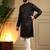 Black royal silk embroidered work kurta payjama wedding & festive wear