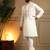 White silk blend embroidered work kurta payjama wedding & festive wear