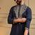Navyblue silk blend embroidered work kurta payjama wedding & festive wear
